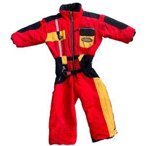 Vintage Obermeyer Pit Crew Color Block Full Body Snowsuit 4
